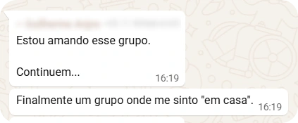 Feedback de participante de uma das comunidades