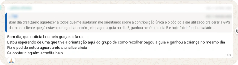 Feedback de participante de uma das comunidades