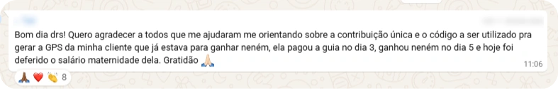 Feedback de participante de uma das comunidades