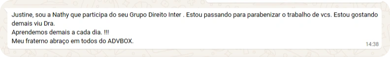 Feedback de participante do grupo de Direito Internacional